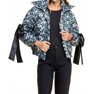 NEW TCEC winter leopard puffer jacket in grey